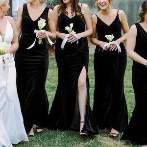 Revelry Rory Black Velvet Bridesmaid Dress